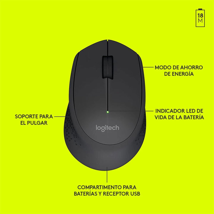 Mouse Logitech M280 Wireless Inalámbrico Ergonómico USB(P163B) - Achorao