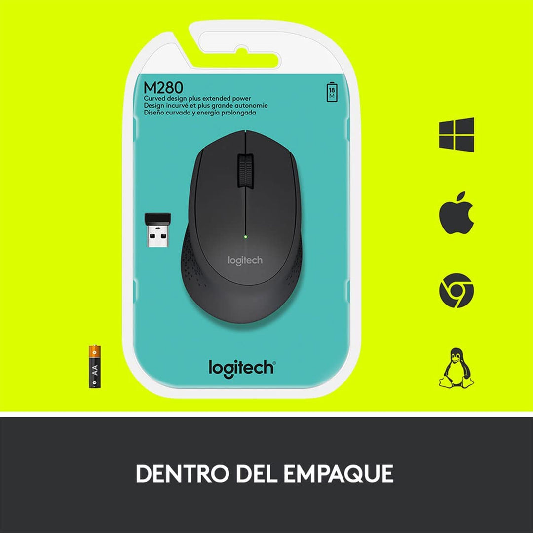 Mouse Logitech M280 Wireless Inalámbrico Ergonómico USB(P163B) - Achorao