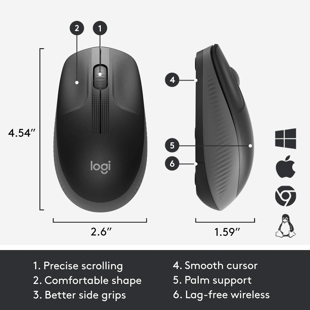Mouse Logitech M190 Inalámbrico Ergonómico USB(P163B) - Achorao
