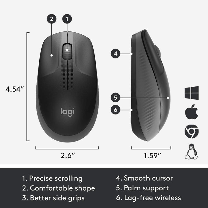 Mouse Logitech M190 Inalámbrico Ergonómico USB(P163B) - Achorao