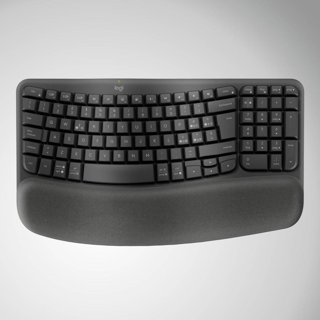 Teclado Sp Logitech Wave Keys wireless con reposamanos acolchado - Achorao