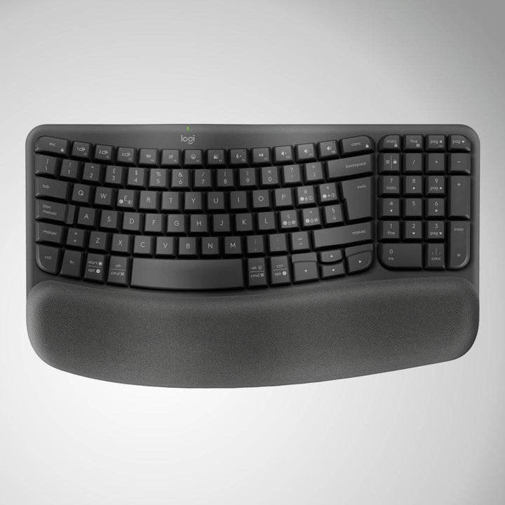 Teclado Sp Logitech Wave Keys wireless con reposamanos acolchado - Achorao