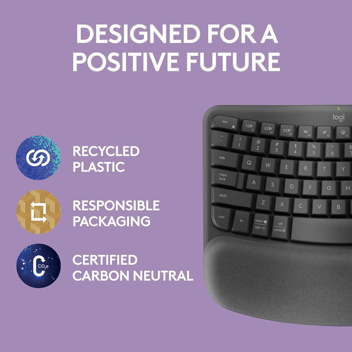 Teclado Sp Logitech Wave Keys wireless con reposamanos acolchado - Achorao
