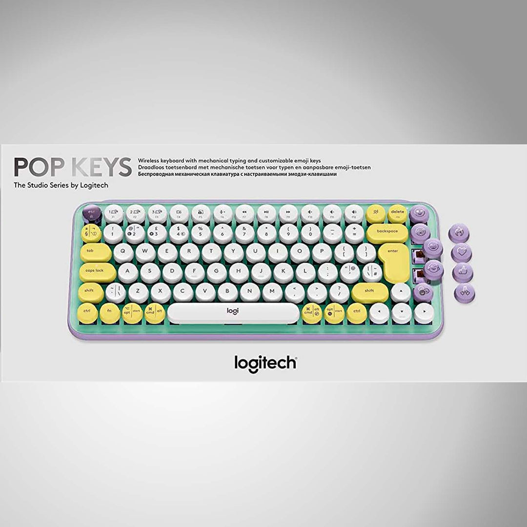Teclado Mecánico Logitech POP Keys c/ emojis Blast USB Mac Windows - Achorao