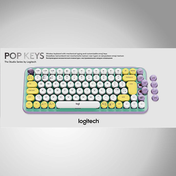 Teclado Mecánico Logitech POP Keys c/ emojis Blast USB Mac Windows - Achorao