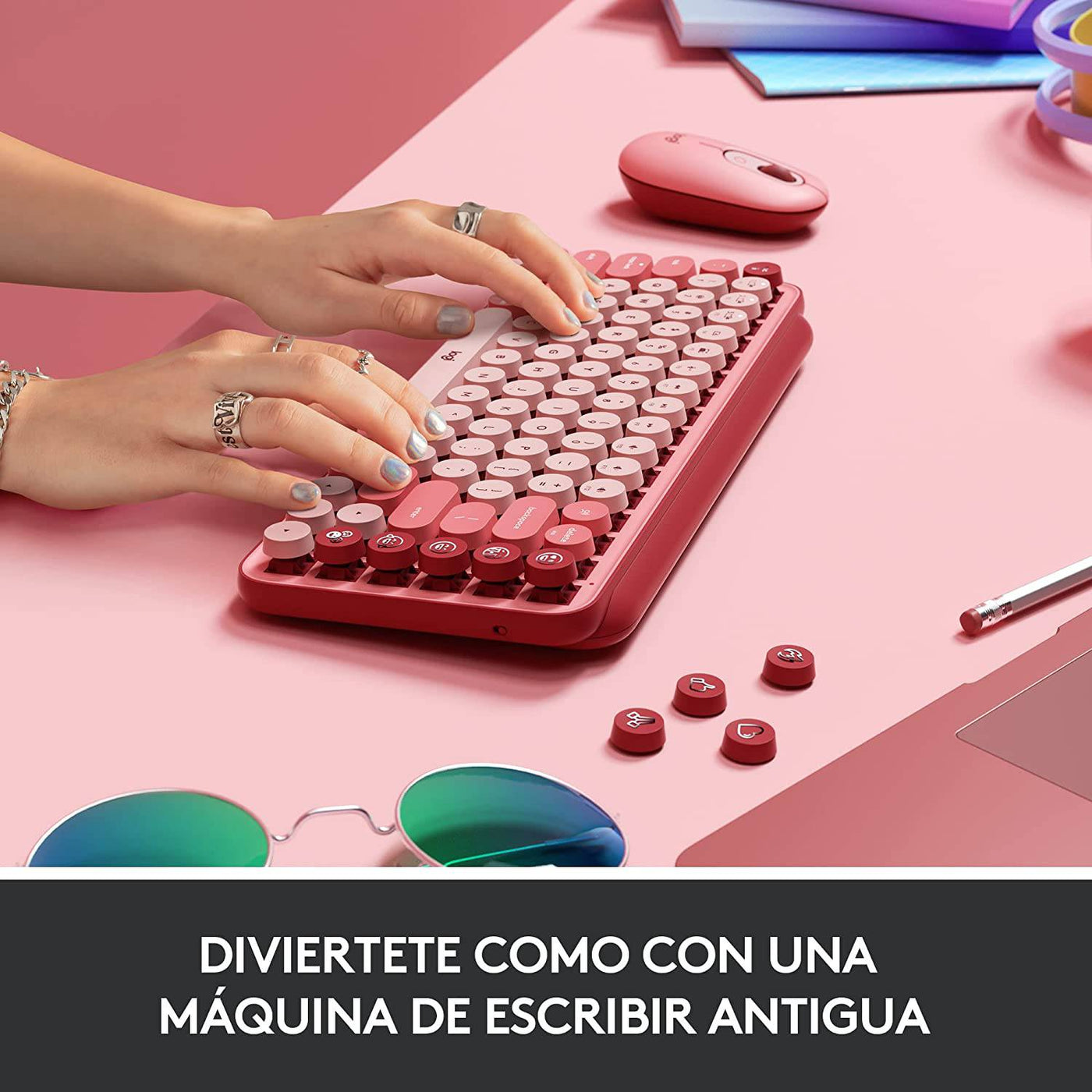 Teclado Mecánico Logitech POP Keys c/ emojis Blast USB Mac Windows - Achorao