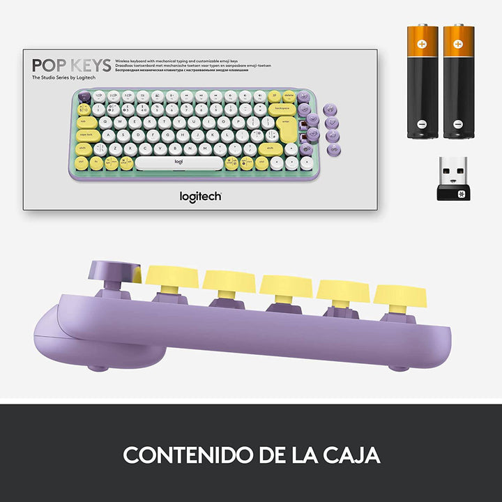 Teclado Mecánico Logitech POP Keys c/ emojis Blast USB Mac Windows - Achorao