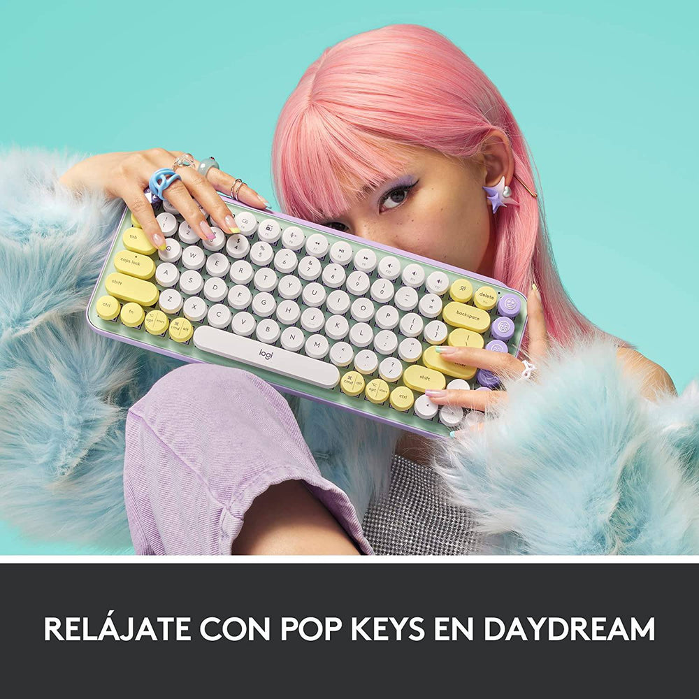 Teclado Mecánico Logitech POP Keys c/ emojis Blast USB Mac Windows - Achorao