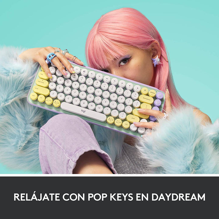 Teclado Mecánico Logitech POP Keys c/ emojis Blast USB Mac Windows - Achorao