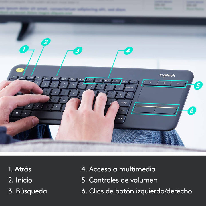 Teclado K400 Inalambrico Touchpad incluido - Achorao