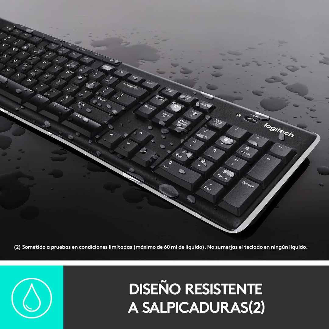Teclado Logitech K270 inalambrico a 2,4 GHz para Windows, tamaño completo - Achorao