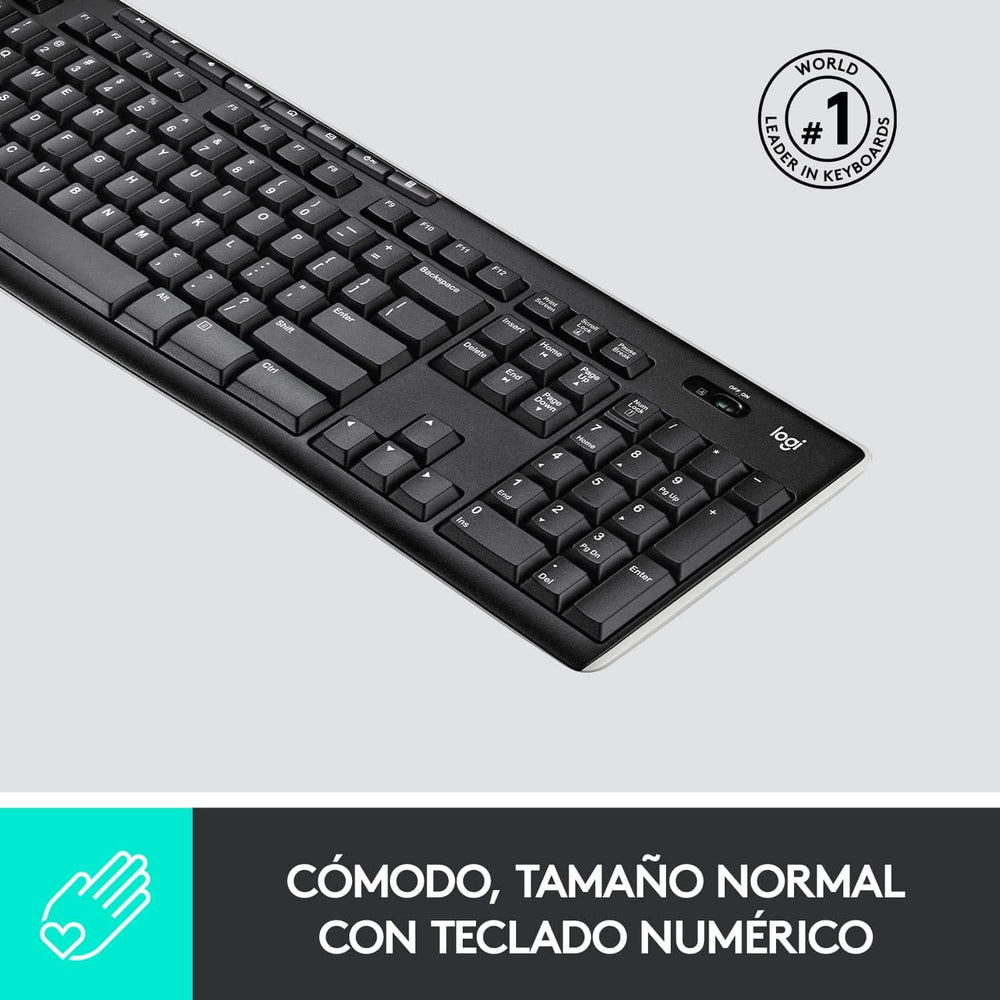 Teclado Logitech K270 inalambrico a 2,4 GHz para Windows, tamaño completo - Achorao