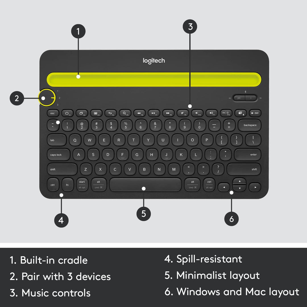 Teclado Logitech K480 Inalámbrico Multidispositivo Bluetooth - Achorao