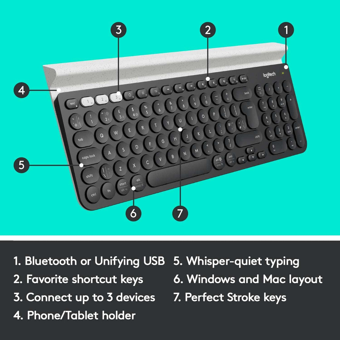 Teclado Logitech K780 Inalámbrico Multidispositivo Bluetooth Achorao