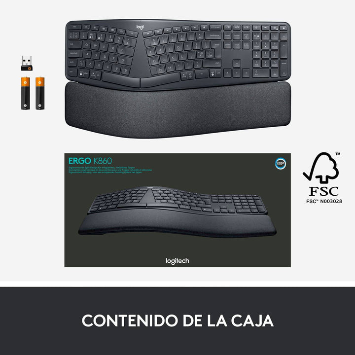Teclado Logitech K860 ERGO Inalámbrico Ergonómico Bluetooth - Achorao