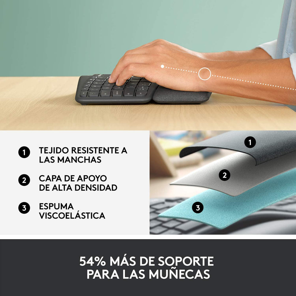 Teclado Logitech K860 ERGO Inalámbrico Ergonómico Bluetooth - Achorao