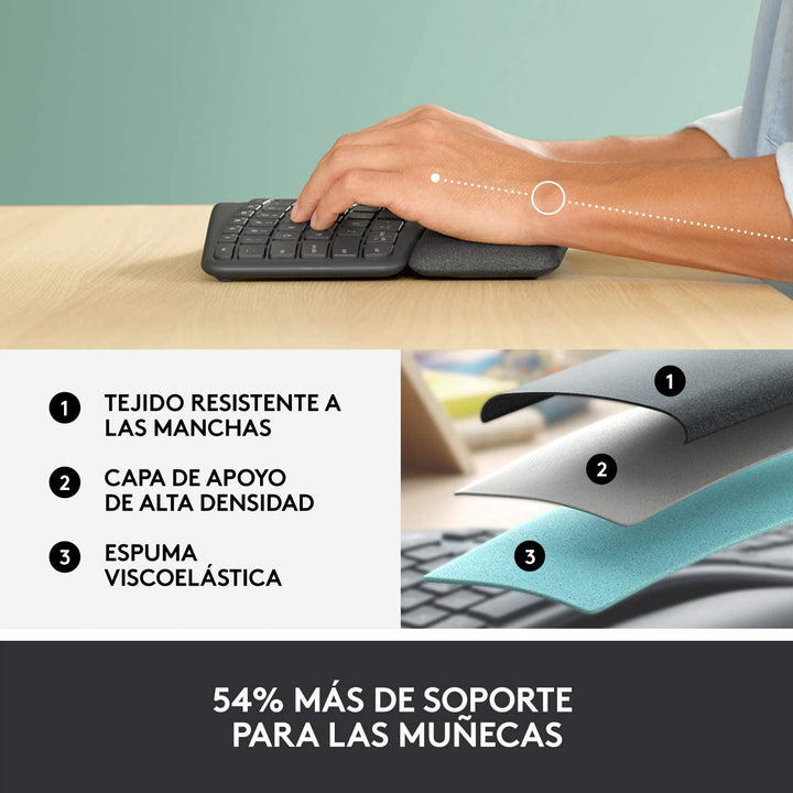 Teclado Logitech K860 ERGO Inalámbrico Ergonómico Bluetooth - Achorao