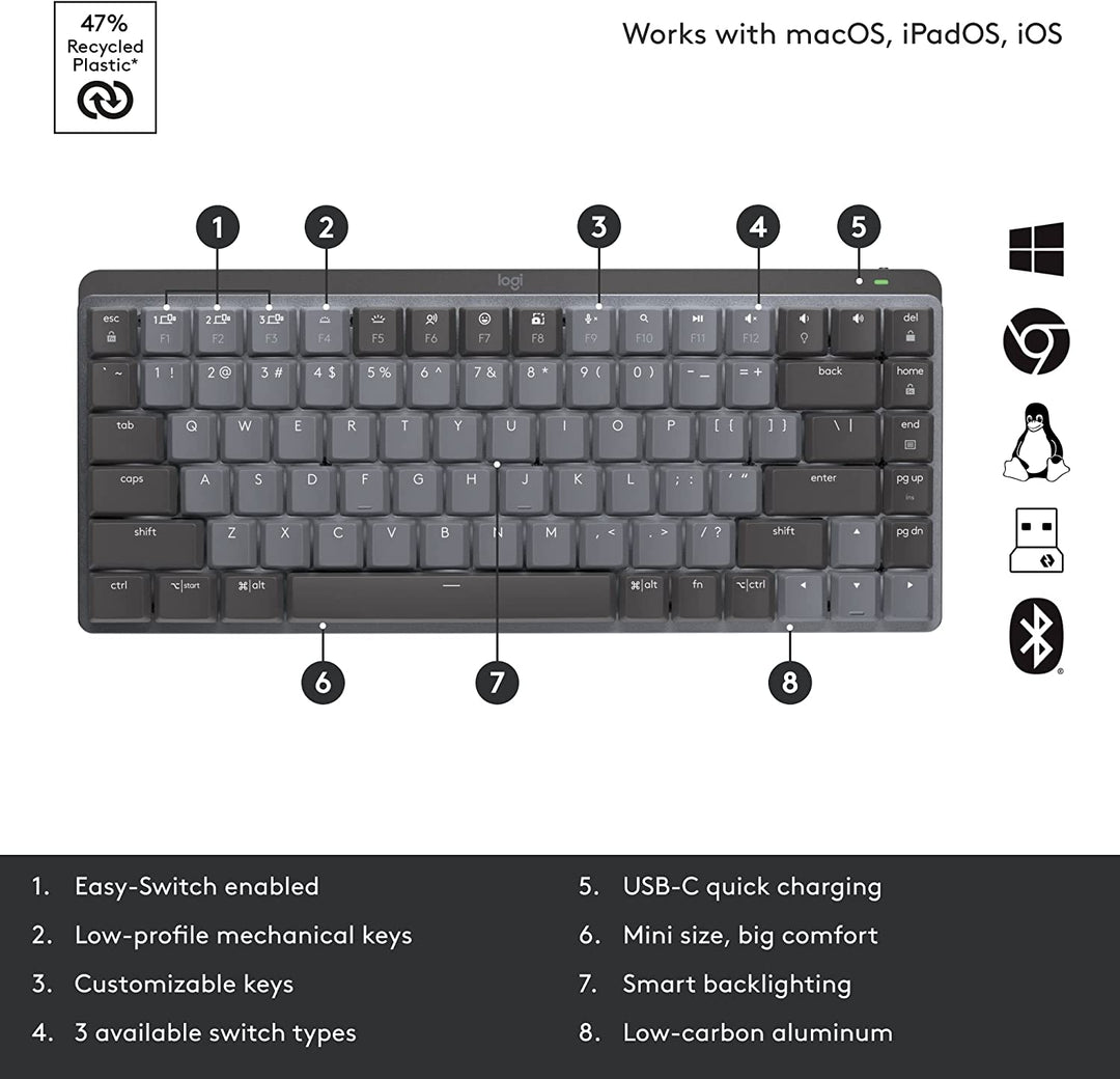 Teclado Logitech MX Mechanical Mini Carga Rápida Ecofriendly - Achorao