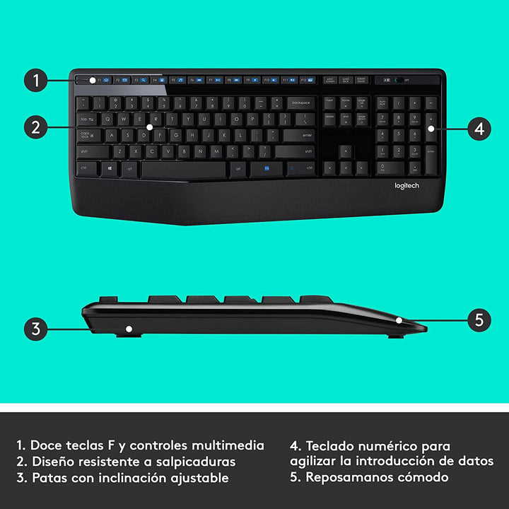 Teclado &amp; Mouse Inalámbricos MK345 Confort  Plug and Play - Achorao