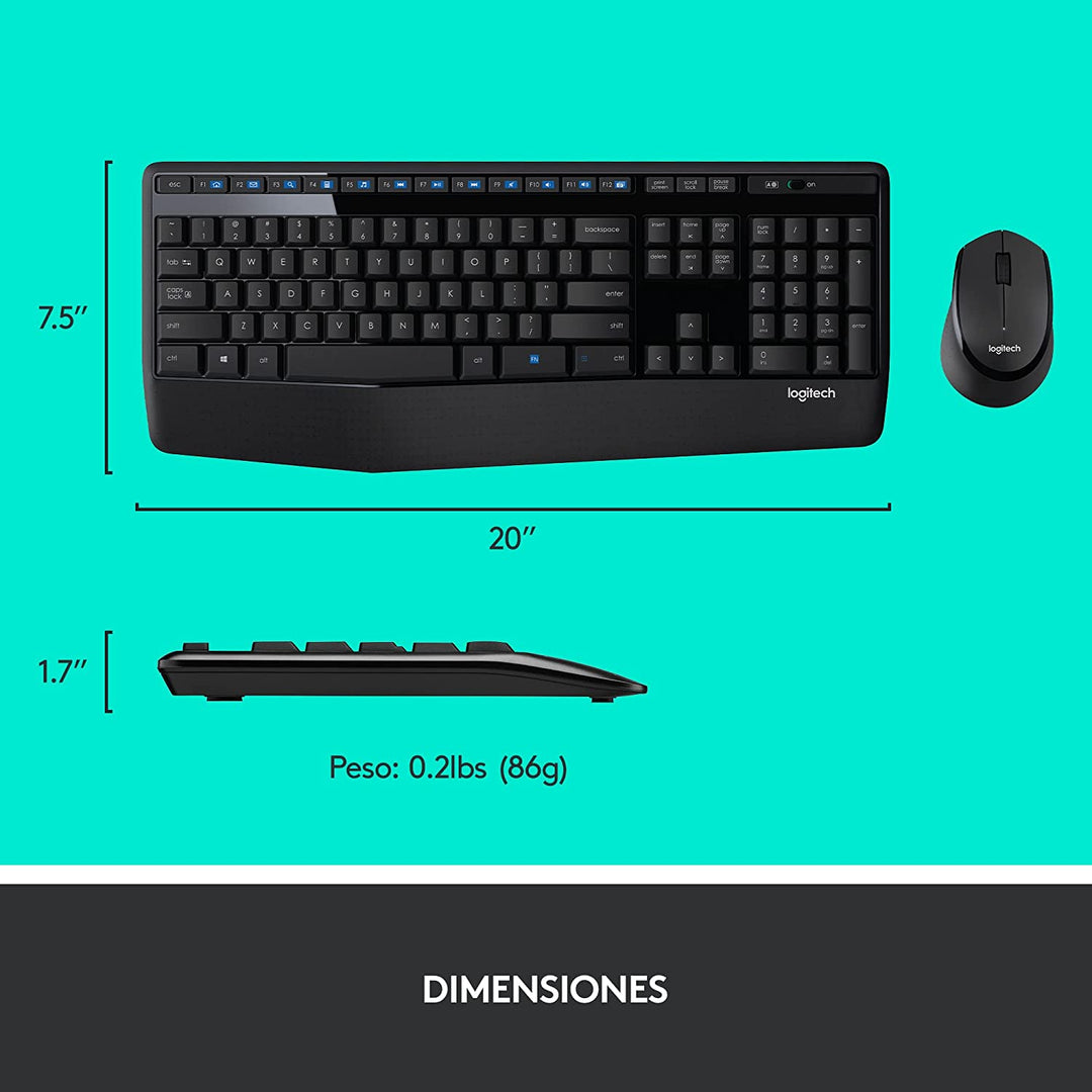 Teclado &amp; Mouse Inalámbricos MK345 Confort  Plug and Play - Achorao