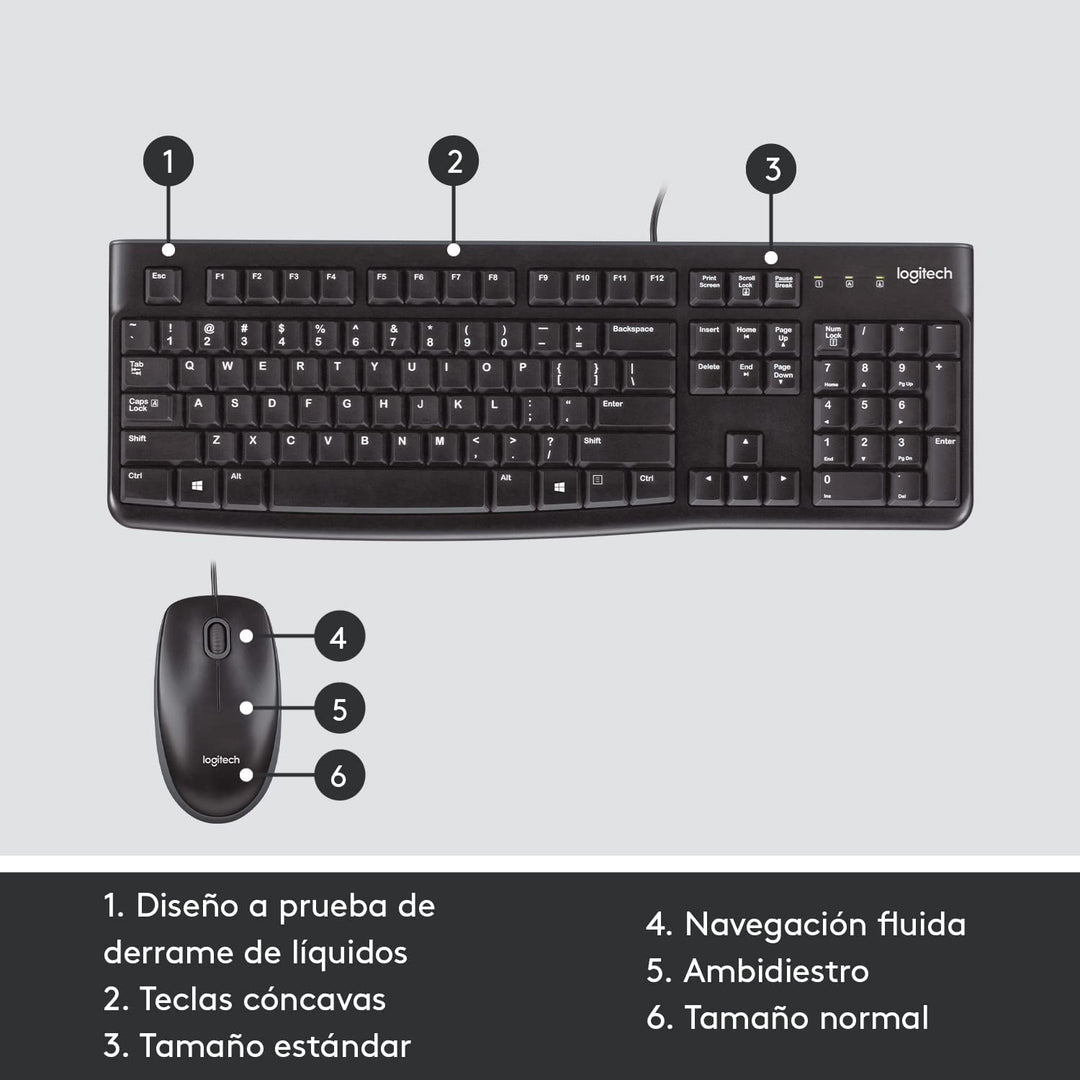 Teclado &amp; Mouse MK120 Anti salpicaduras - Achorao