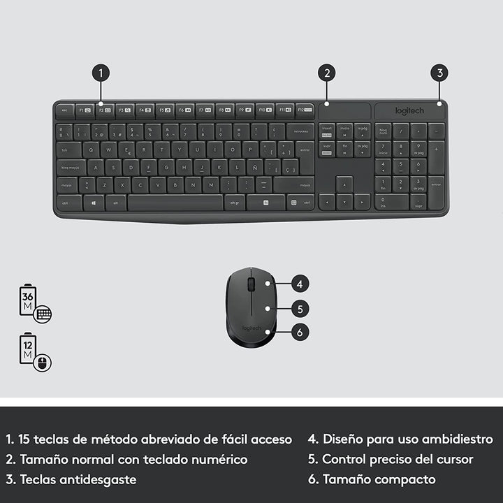 Teclado &amp; Mouse MK235 Inalámbricos Antisalpicaduras - Achorao