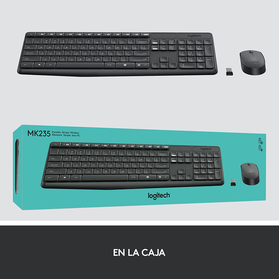 Teclado &amp; Mouse MK235 Inalámbricos Antisalpicaduras - Achorao