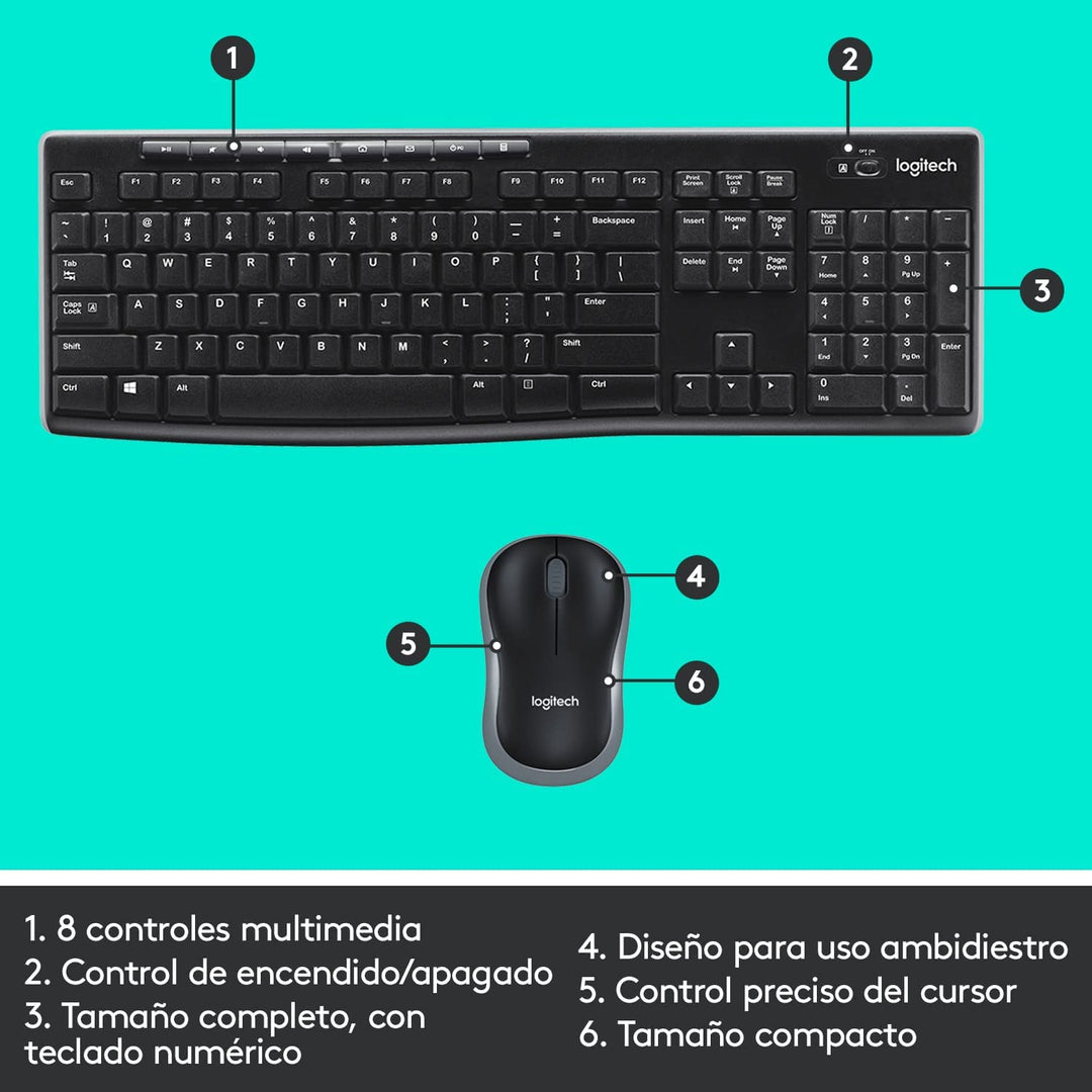 Teclado &amp; Mouse MK270 Inalámbricos Confort - Achorao