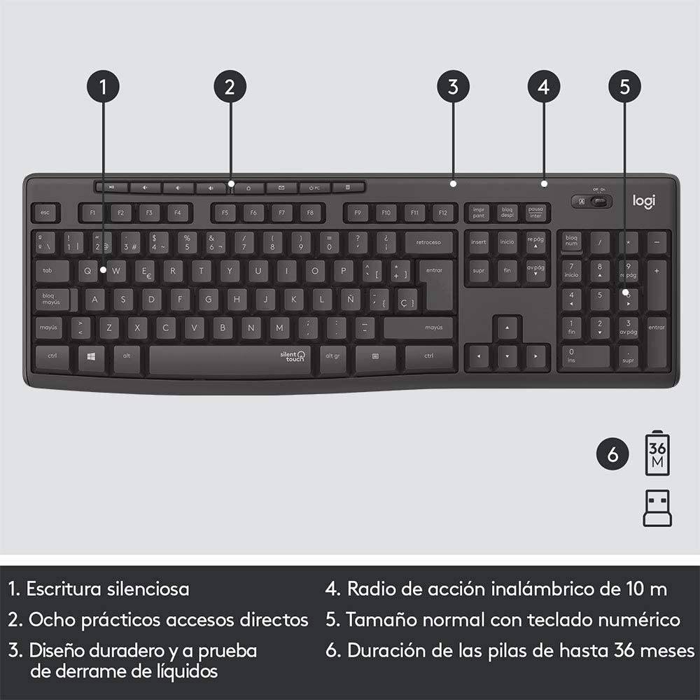 Teclado &amp; Mouse MK295 Inalámbricos Silencioso - Achorao