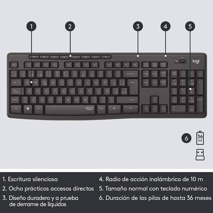 Teclado &amp; Mouse MK295 Inalámbricos Silencioso - Achorao