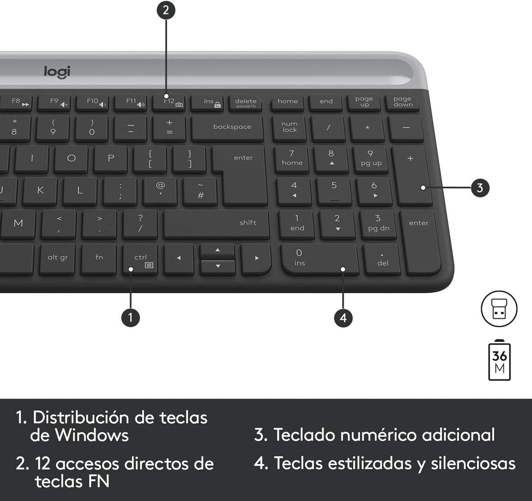 Teclado &amp; Mouse MK470  Inalámbrico Slim 36 Meses de Batería - Achorao