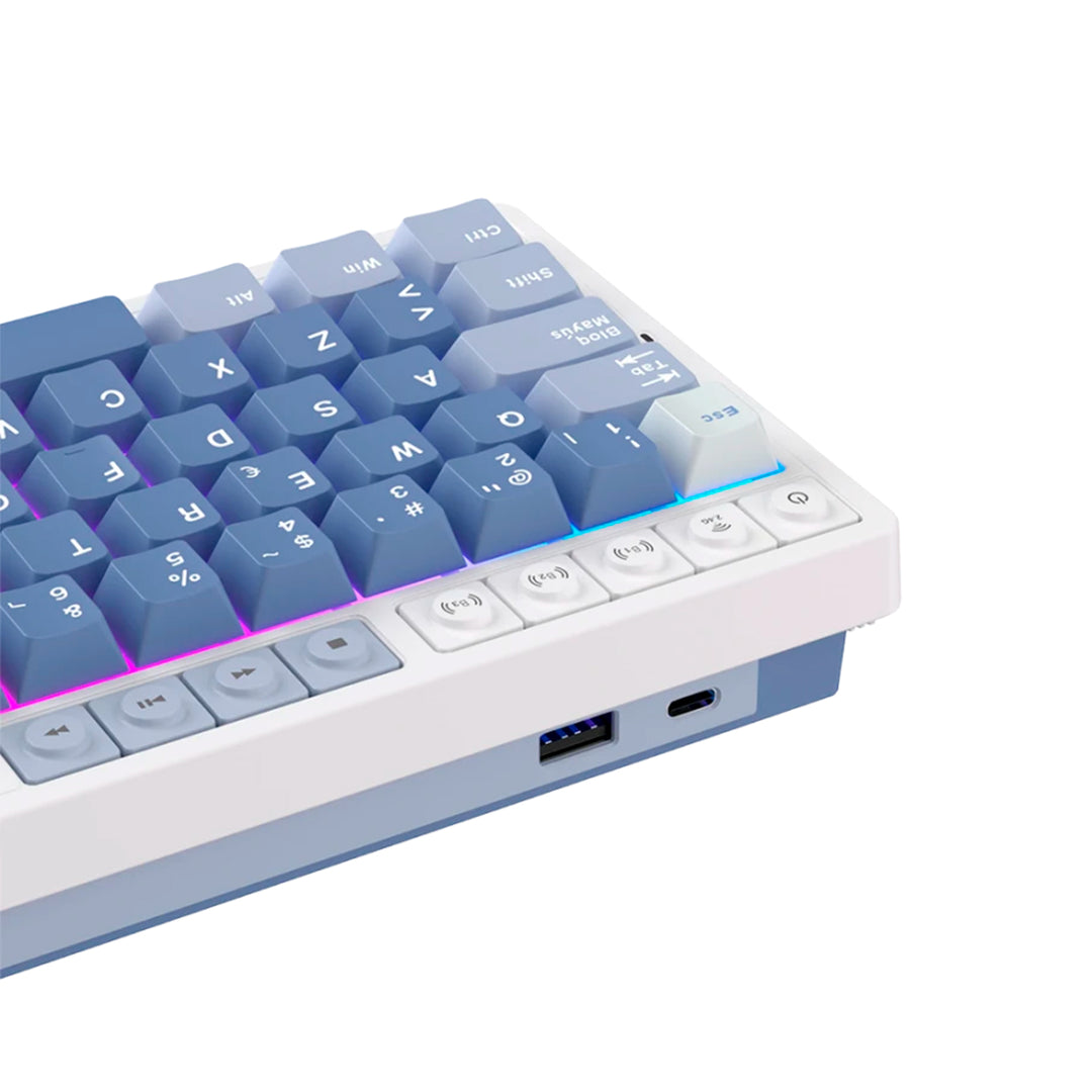 Teclado mecánico gamer Royal Kludge RK M65 Inalámbrico OCEAN BLUE - CREAMY SWITCH