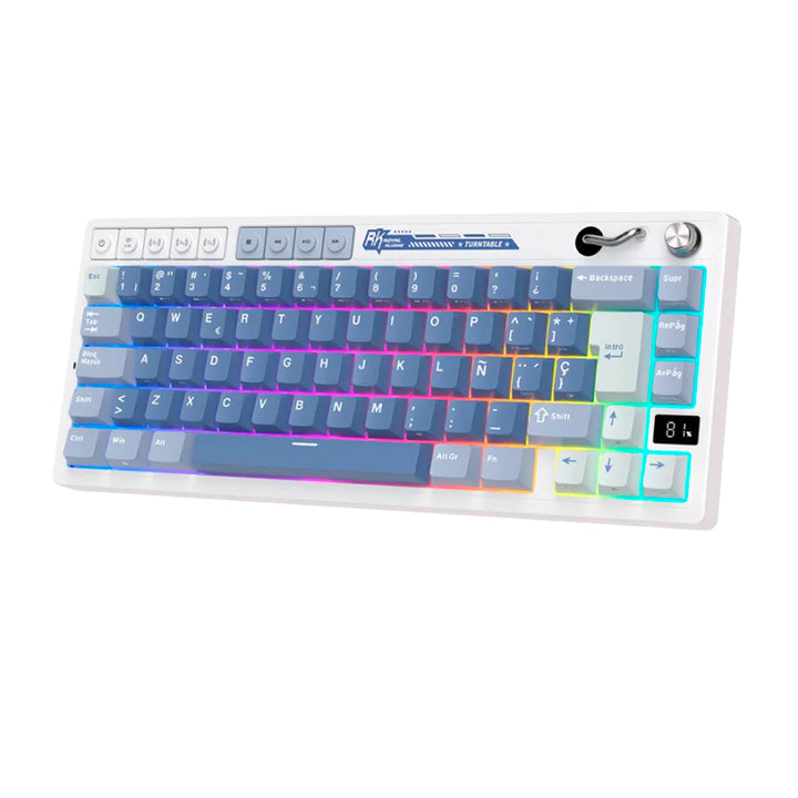 Teclado mecánico gamer Royal Kludge RK M65 Inalámbrico OCEAN BLUE - CREAMY SWITCH