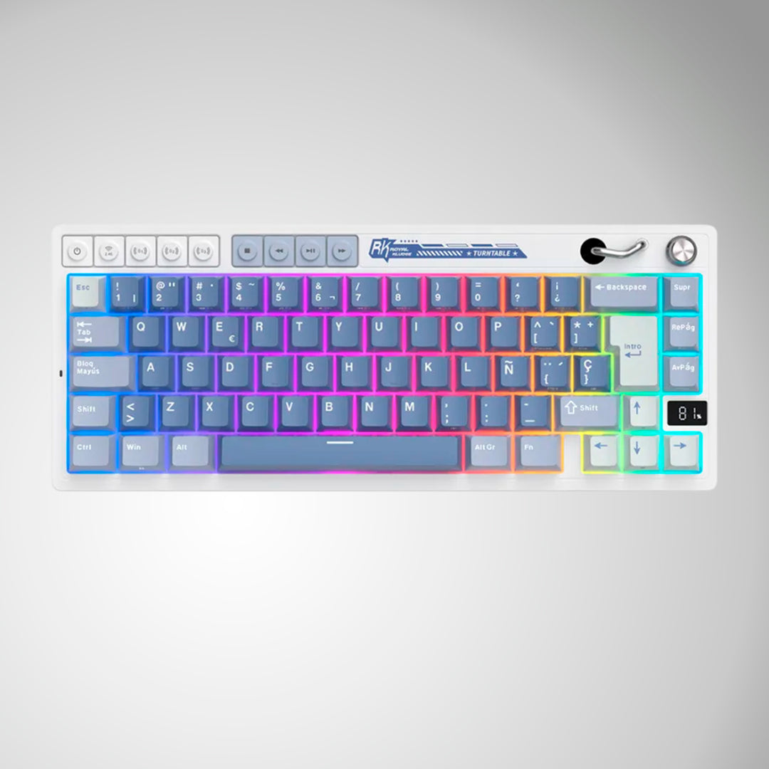 Teclado mecánico gamer Royal Kludge RK M65 Inalámbrico OCEAN BLUE - CREAMY SWITCH