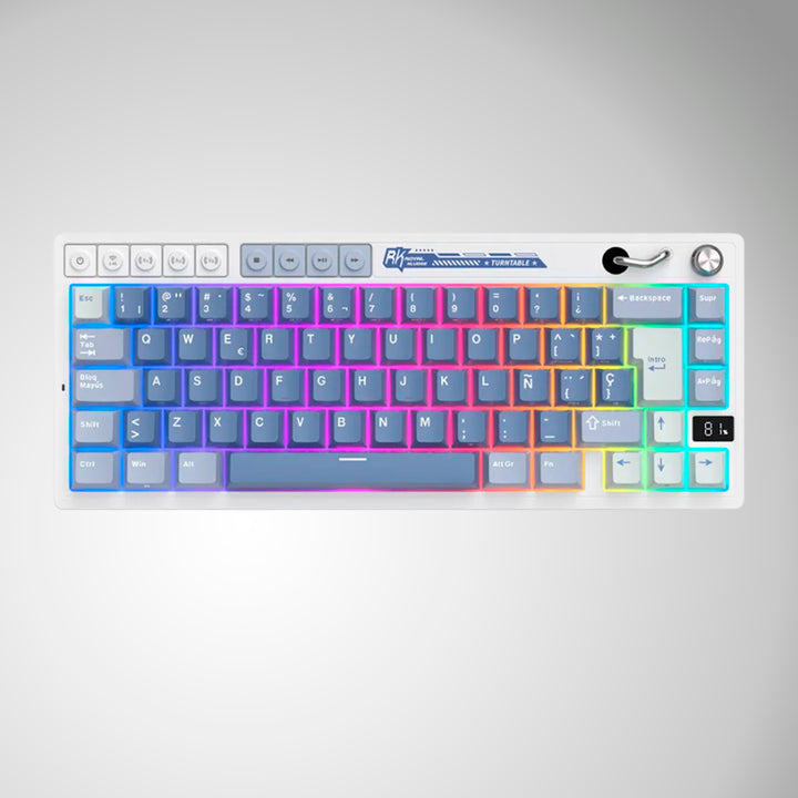 Teclado mecánico gamer Royal Kludge RK M65 Inalámbrico OCEAN BLUE - CREAMY SWITCH