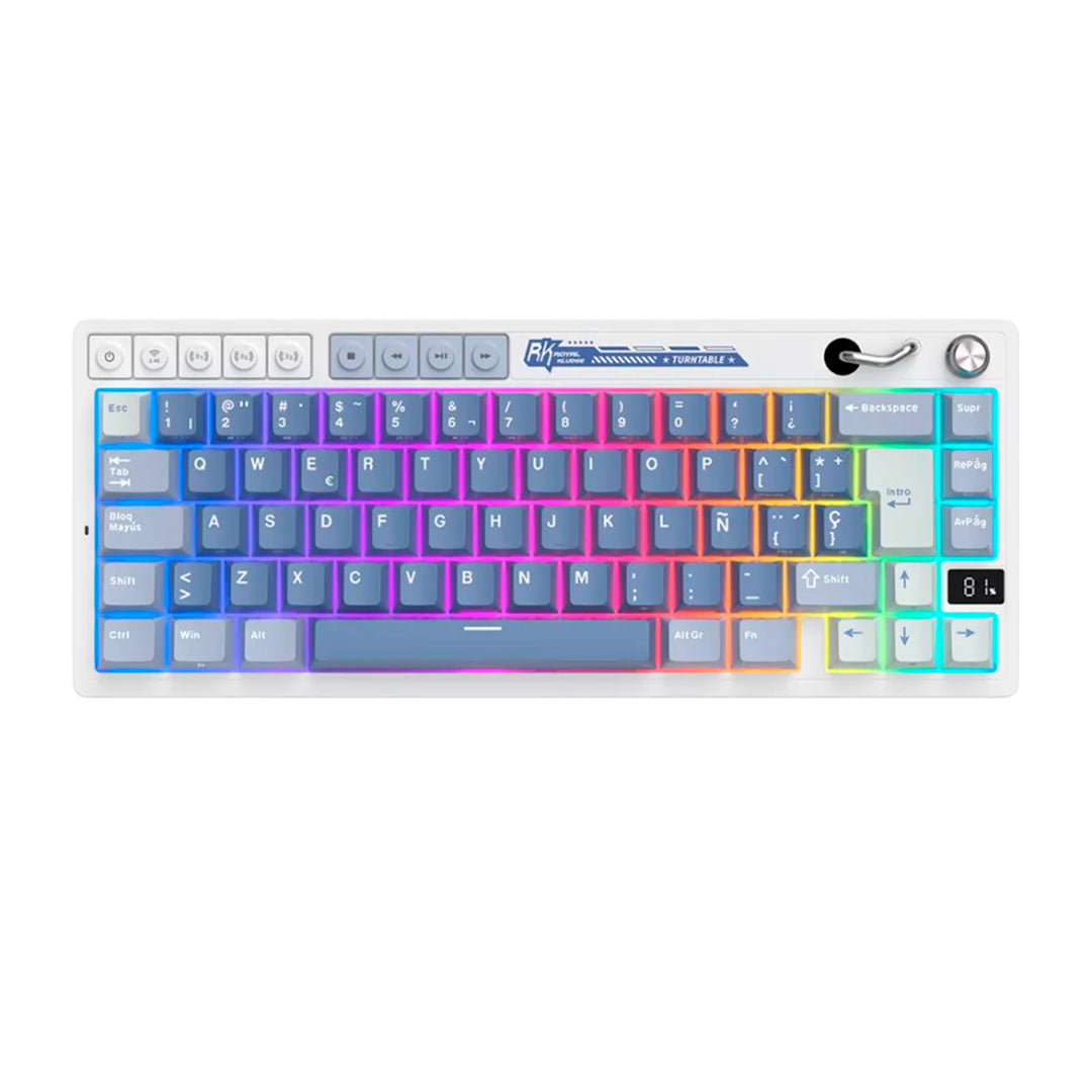 Teclado mecánico gamer Royal Kludge RK M65 Inalámbrico OCEAN BLUE - CREAMY SWITCH