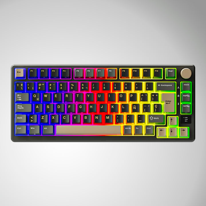 Teclado mecánico gamer Royal Kludge RK M75, inalámbrico, switch Silver lineal PHANTOM - Achorao