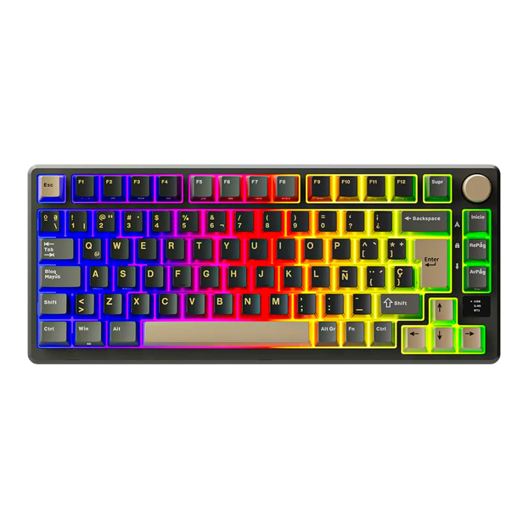 Teclado mecánico gamer Royal Kludge RK M75, inalámbrico, switch Silver lineal PHANTOM - Achorao