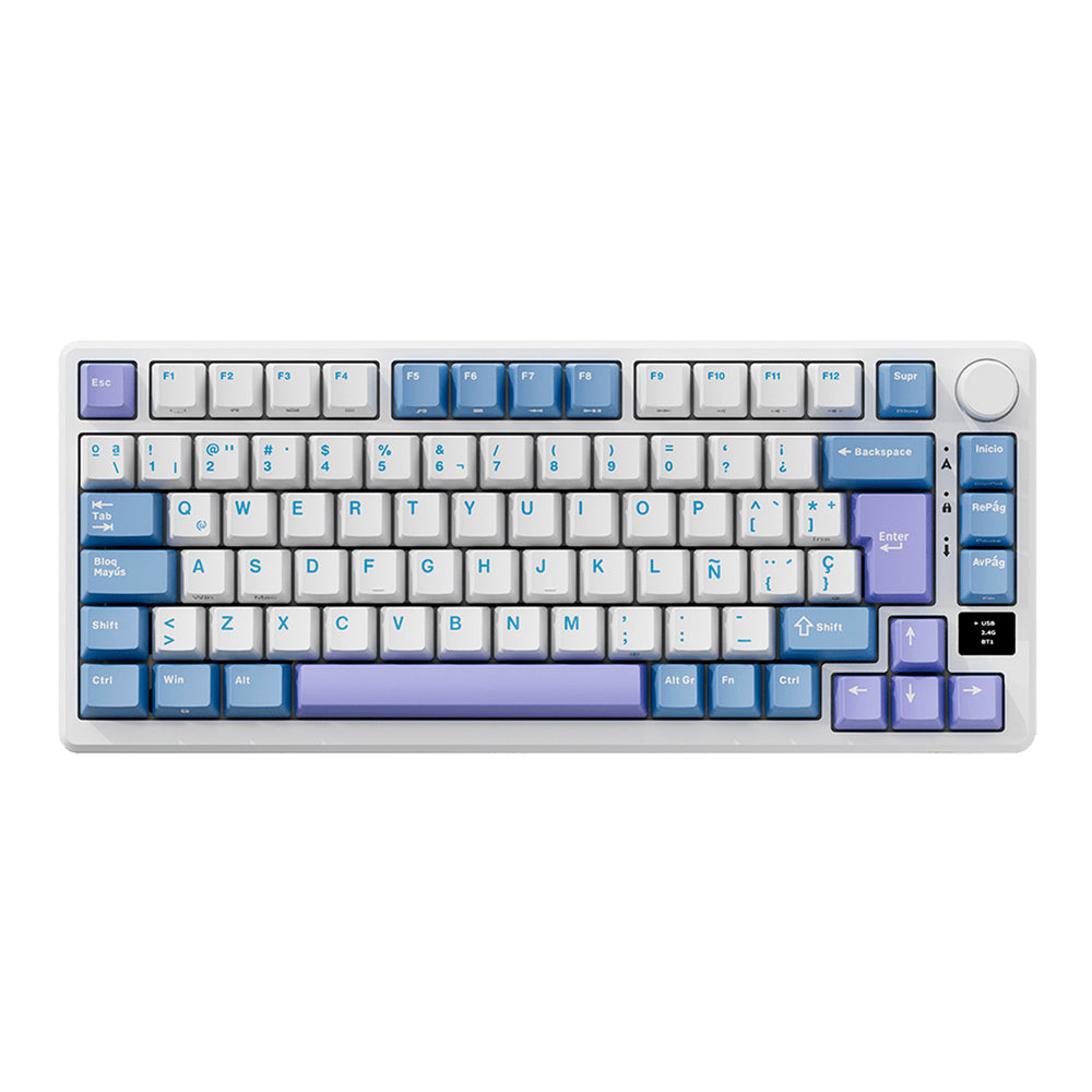 Teclado Gamer Mecánico Royal Kludge RK M75, Inalámbrico, Switch Silver Lineal, Color Taro Milk - Achorao