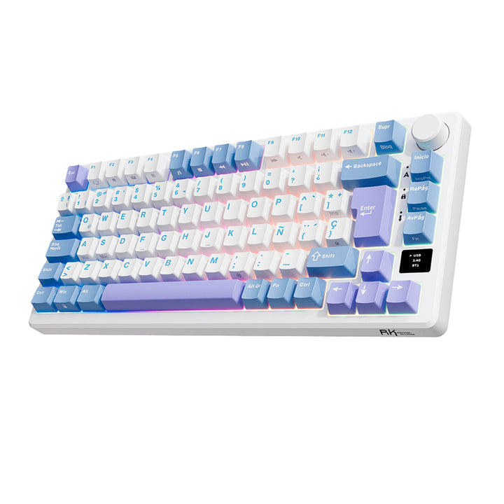 Teclado Gamer Mecánico Royal Kludge RK M75, Inalámbrico, Switch Silver Lineal, Color Taro Milk - Achorao