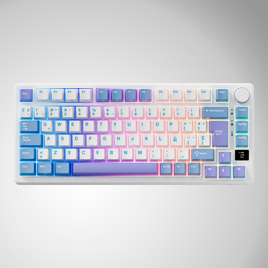 Teclado Gamer Mecánico Royal Kludge RK M75, Inalámbrico, Switch Silver Lineal, Color Taro Milk - Achorao