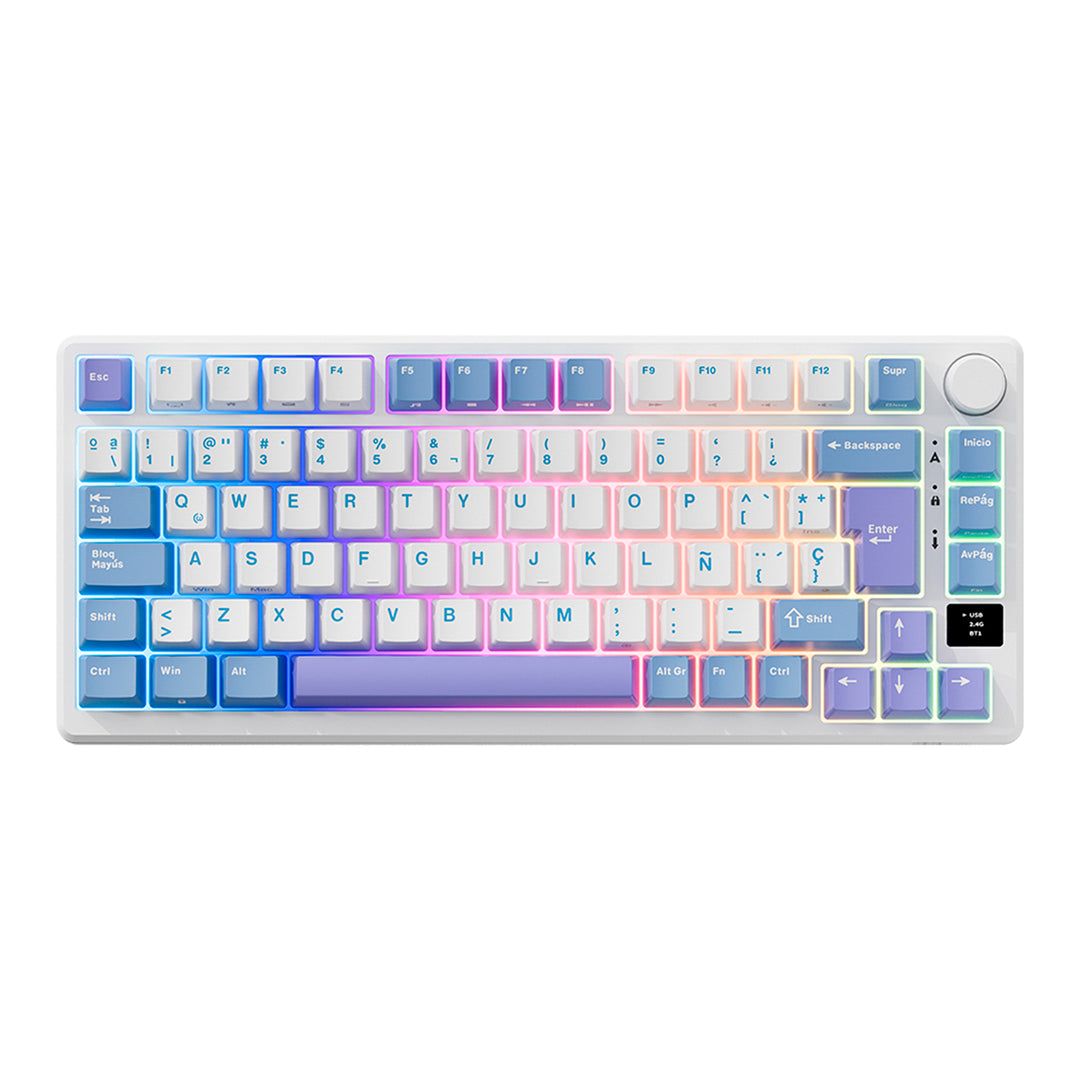 Teclado Gamer Mecánico Royal Kludge RK M75, Inalámbrico, Switch Silver Lineal, Color Taro Milk - Achorao