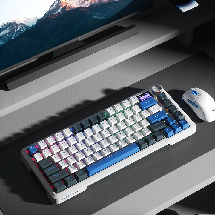 Teclado mecánico gamer MACHENIKE K500F-B81W RGB, Inglés, Switch GR Silver, con Pantalla
