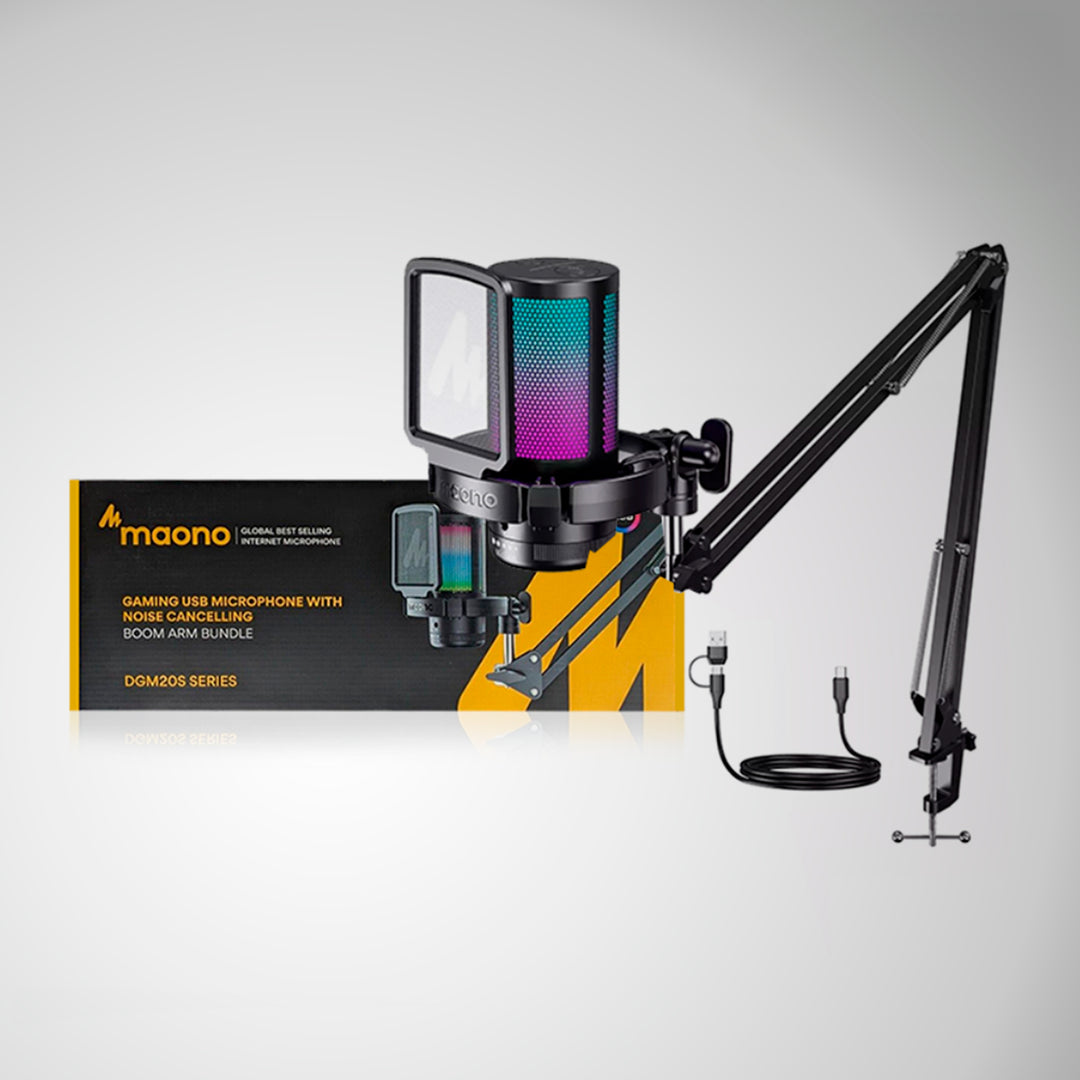 Micrófono Maono DGM20S USB, RGB, condensador, para streaming y gaming - Achorao
