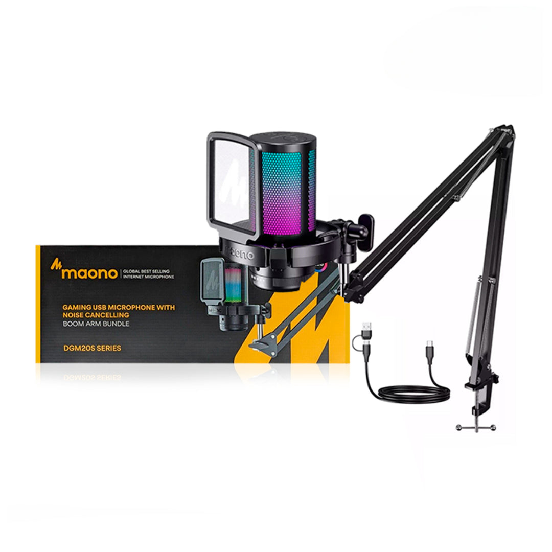 Micrófono Maono DGM20S USB, RGB, condensador, para streaming y gaming - Achorao