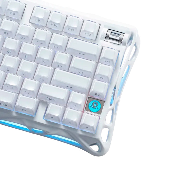 Teclado mecánico gamer GravaStar MERCURY K1 Inalámbrico Ingles OPALINE WHITE EDICIÓN ESPECIAL