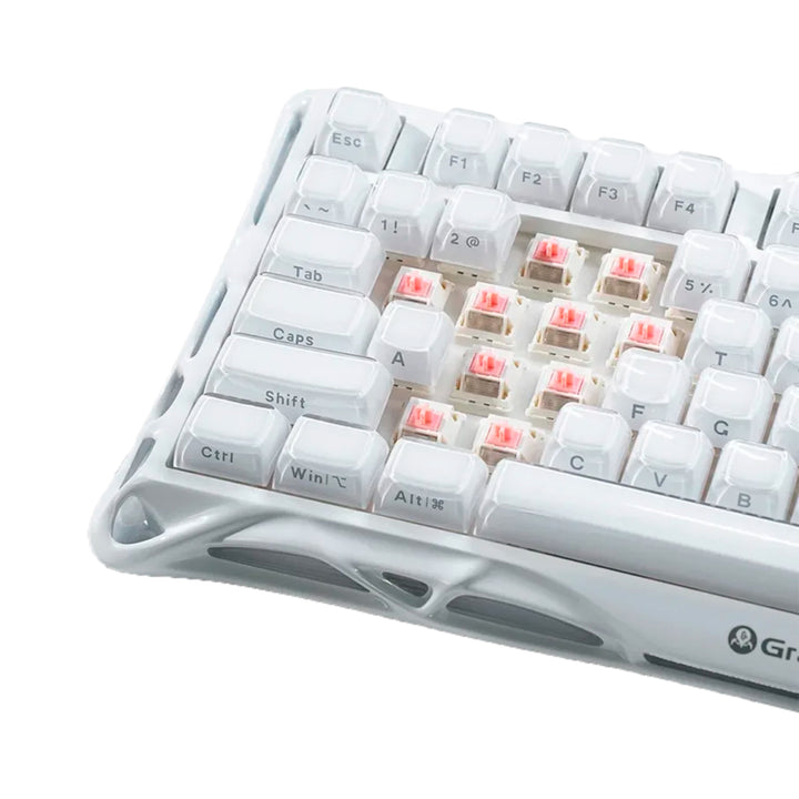 Teclado mecánico gamer GravaStar MERCURY K1 Inalámbrico Ingles OPALINE WHITE EDICIÓN ESPECIAL