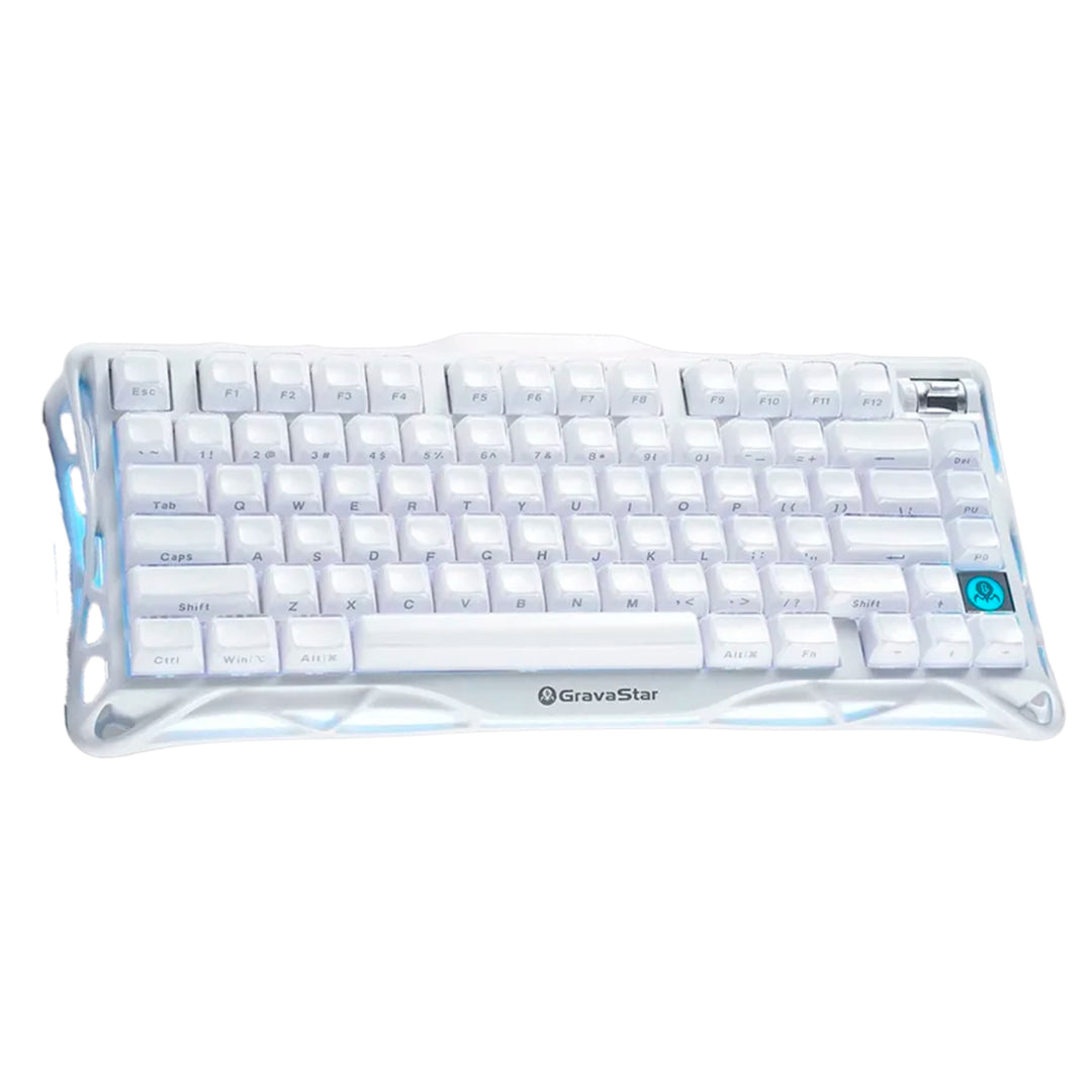 Teclado mecánico gamer GravaStar MERCURY K1 Inalámbrico Ingles OPALINE WHITE EDICIÓN ESPECIAL