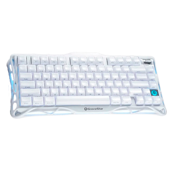 Teclado mecánico gamer GravaStar MERCURY K1 Inalámbrico Ingles OPALINE WHITE EDICIÓN ESPECIAL