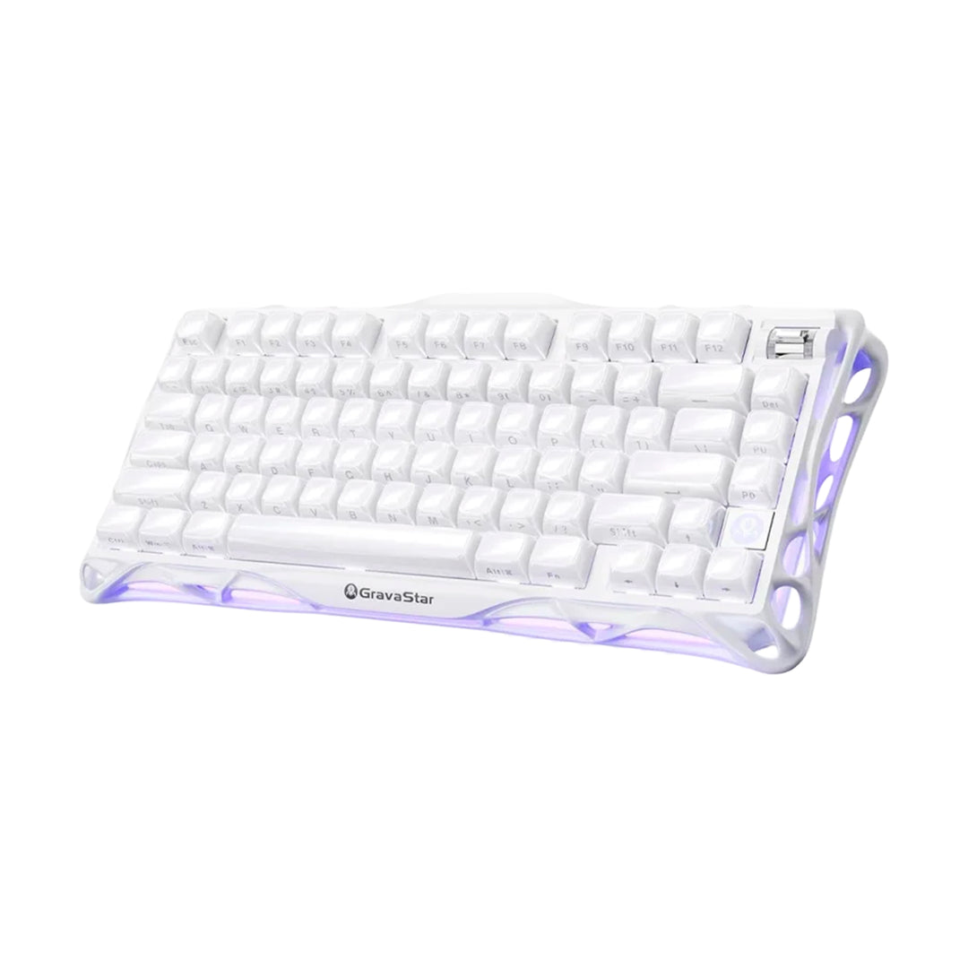 Teclado mecánico gamer GravaStar MERCURY K1 Inalámbrico Ingles OPALINE WHITE EDICIÓN ESPECIAL